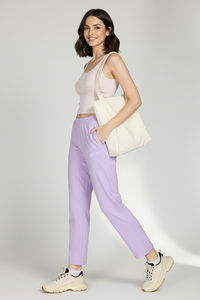 Zivame Knit Cotton Loungewear Bottom - Lilac Breeze — thumbnail 5